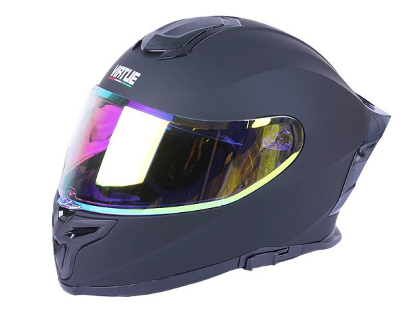 Шлем для мотоцикла, скутера MD-820-1 VIRTUE интеграл (черный матовый,  стекло желтый хамелеон, size L)