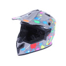 Шлем мотоциклетный кроссовый MD-911 VIRTUE (серый с цветной графикой, size XS)