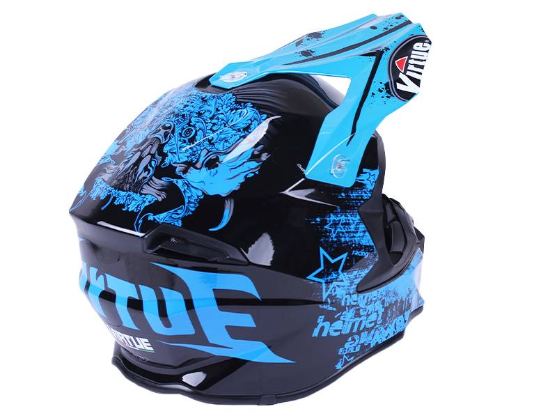 Шлем для мотоцикла, скутера MD-902 VIRTUE кроссовый (черно-голубой, size M)