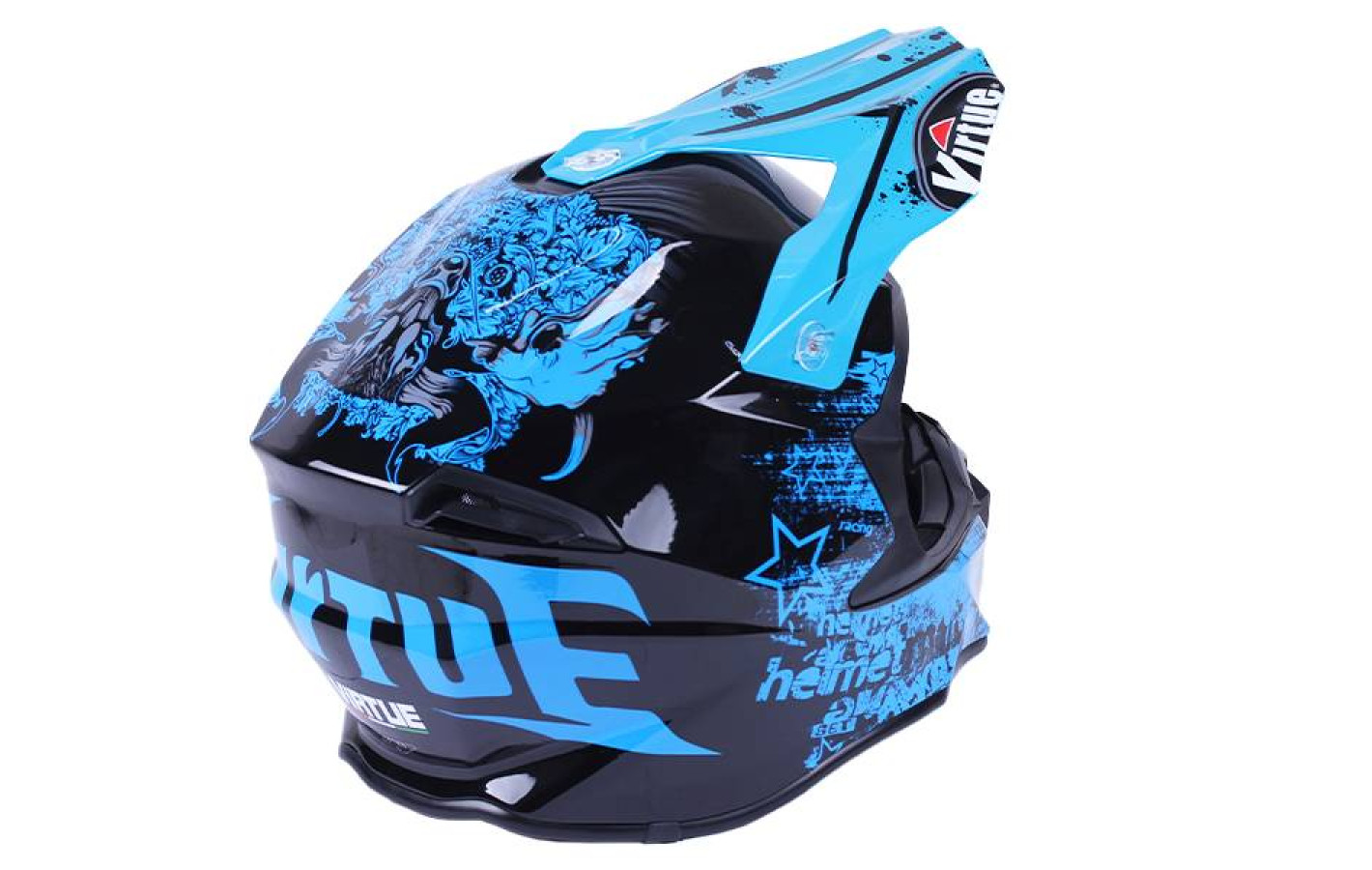 Шлем мотоциклетный кроссовый MD-902 VIRTUE (черно-голубой, size L)