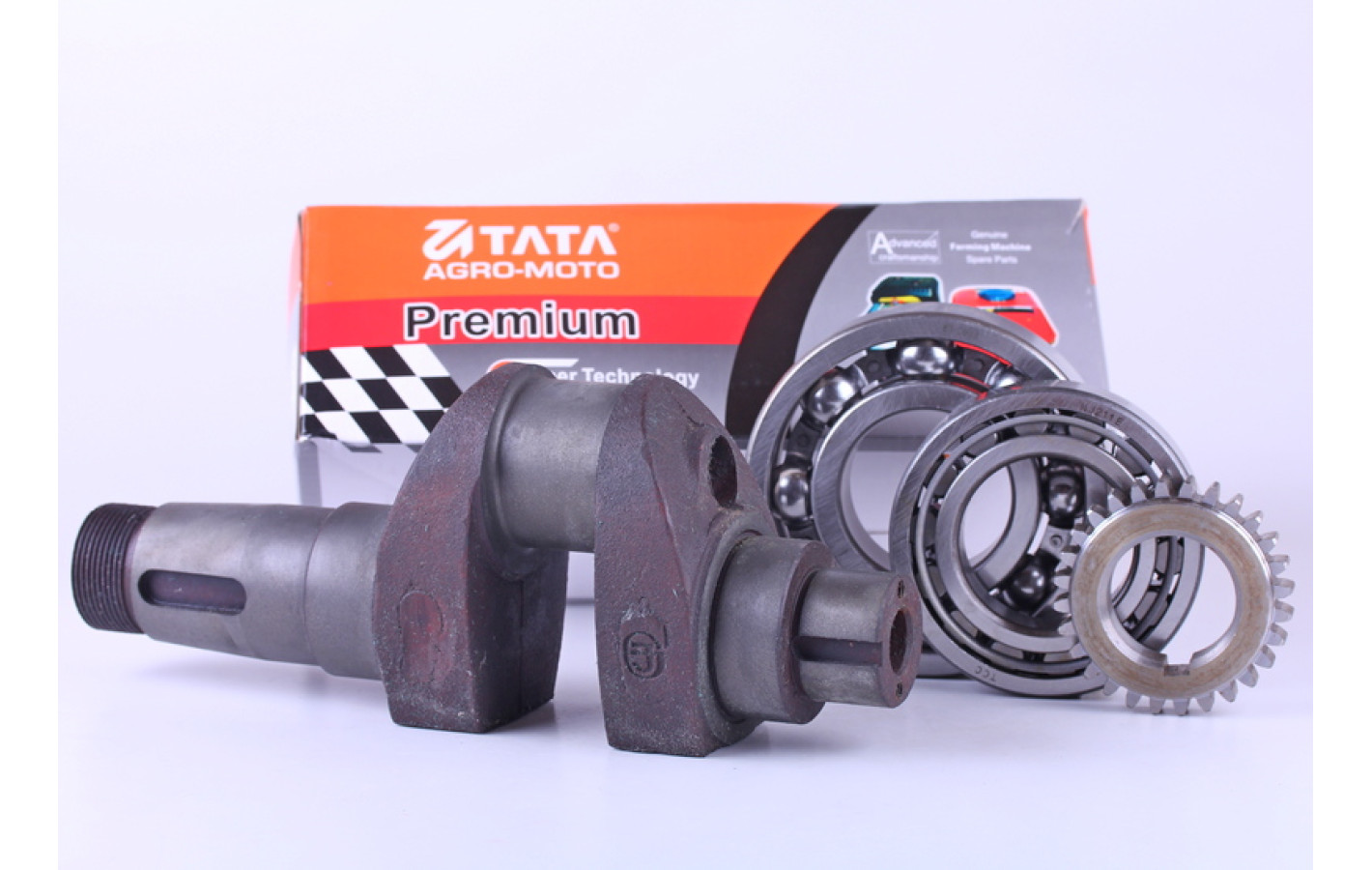 Коленвал в сборе + подшипники 2 шт. + шестерня - 190N - Premium