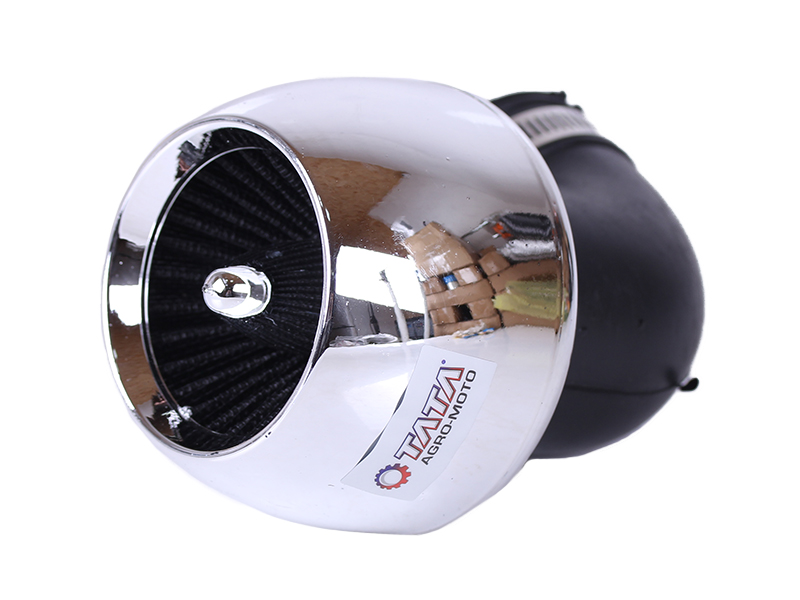 Фильтр нулевой Turbo TT AGRO MOTO на скутер хром. Ø38 мм 90° 