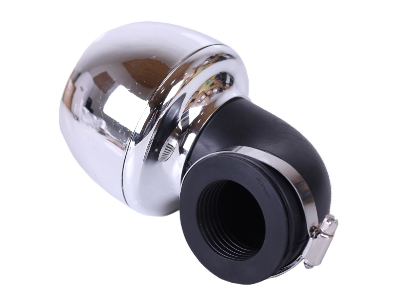 Фильтр нулевой Turbo TT AGRO MOTO на скутер хром. Ø38 мм 90° 