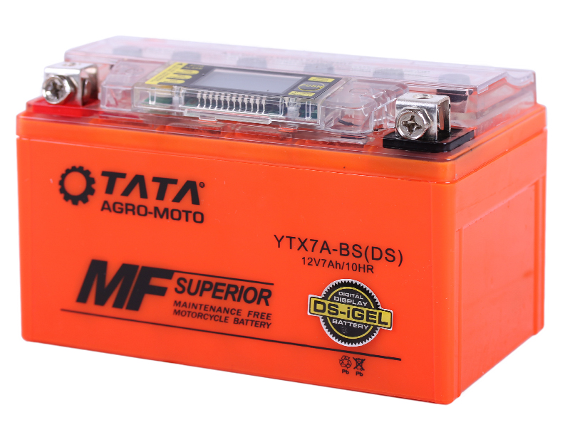 Акумулятор гелевий TT AGRO MOTO YTX7A-BS 7АH, 150х87х94 мм помаранчевий, з дисплеєм