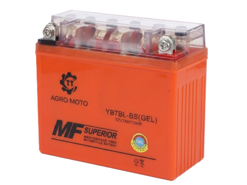 Акумулятор TT AGRO MOTO YB7BL-BS гелевий, 7АH 148х60х128 мм, помаранчевий