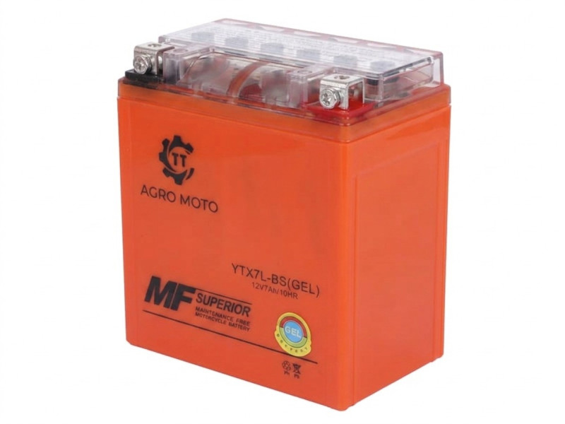Аккумулятор гелевый TT AGRO MOTO YTX7L-BS 7АH, 113х70х130 мм оранжевый