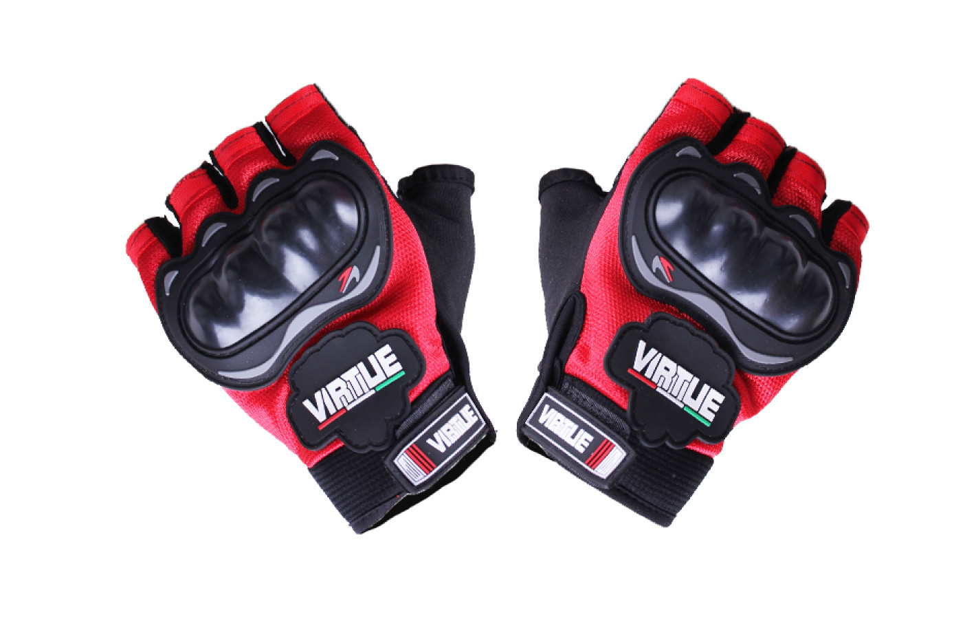 Моторукавички всесезонні без пальців VIRTUE YM001-15 size L мембрана карбон на липучці червоні