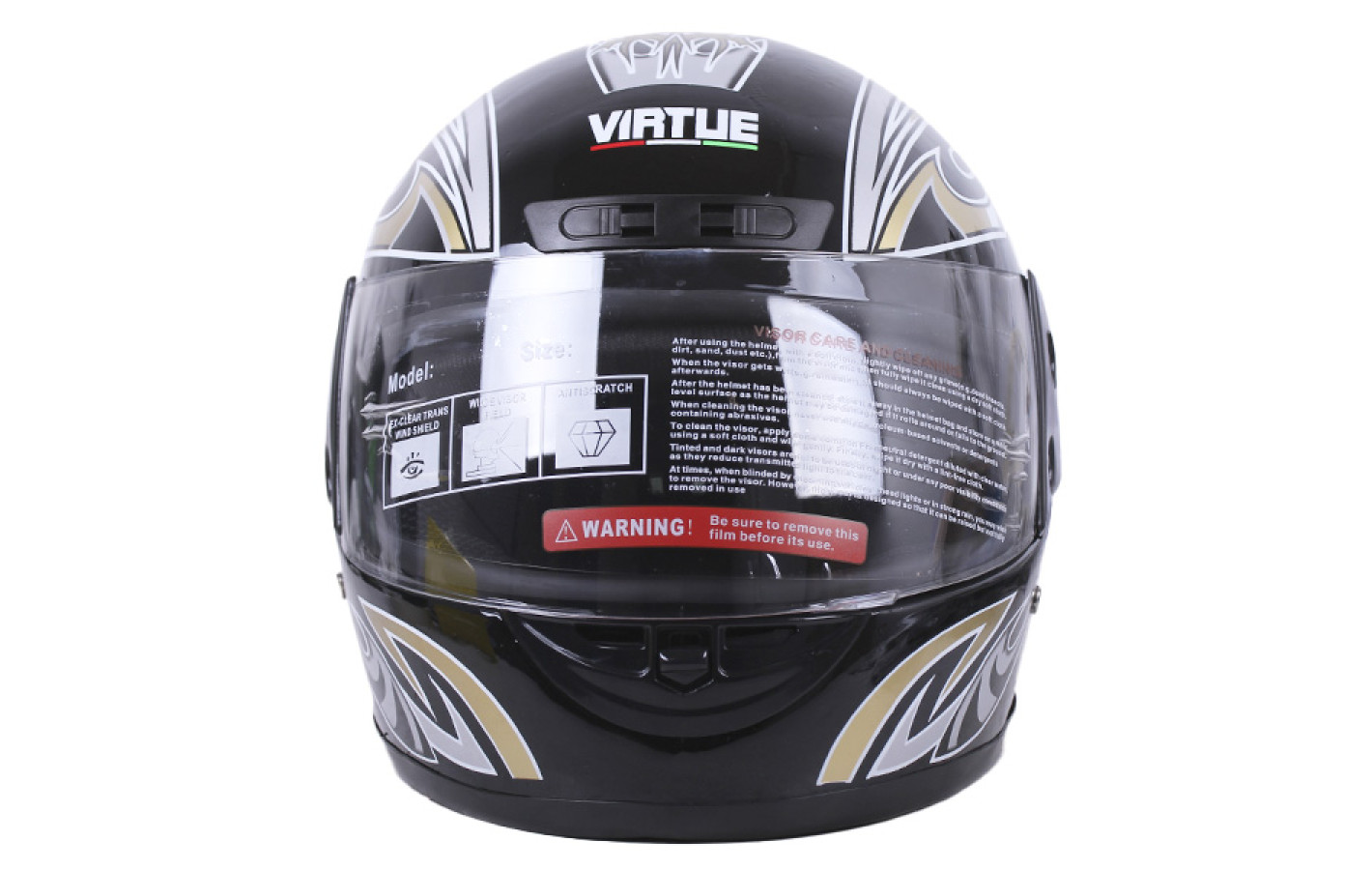 Шлем мотоциклетный интеграл MD-А105 VIRTUE (черно-золотой, size L)