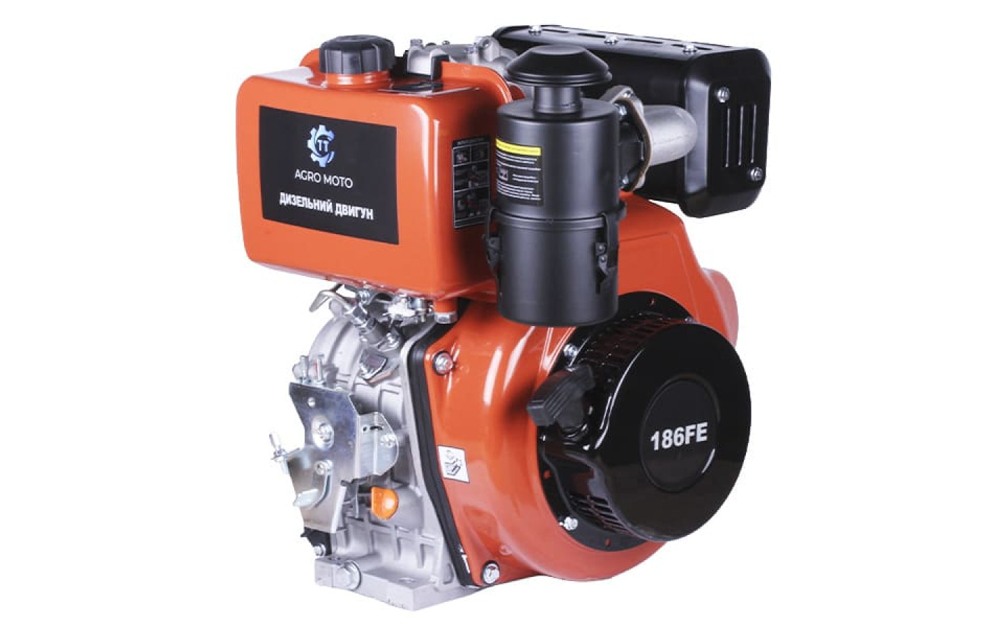 Двигатель дизельний с электростартером 186FE TT AGRO MOTO (с выходом вала под шлицы, 25 мм) 9 л.с.