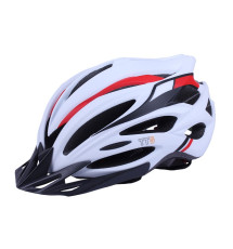 Шолом для велосипеда, скейтборда H-093 TTG з чорним козирком, габаритним ліхтарем (білий з червоним, size L)