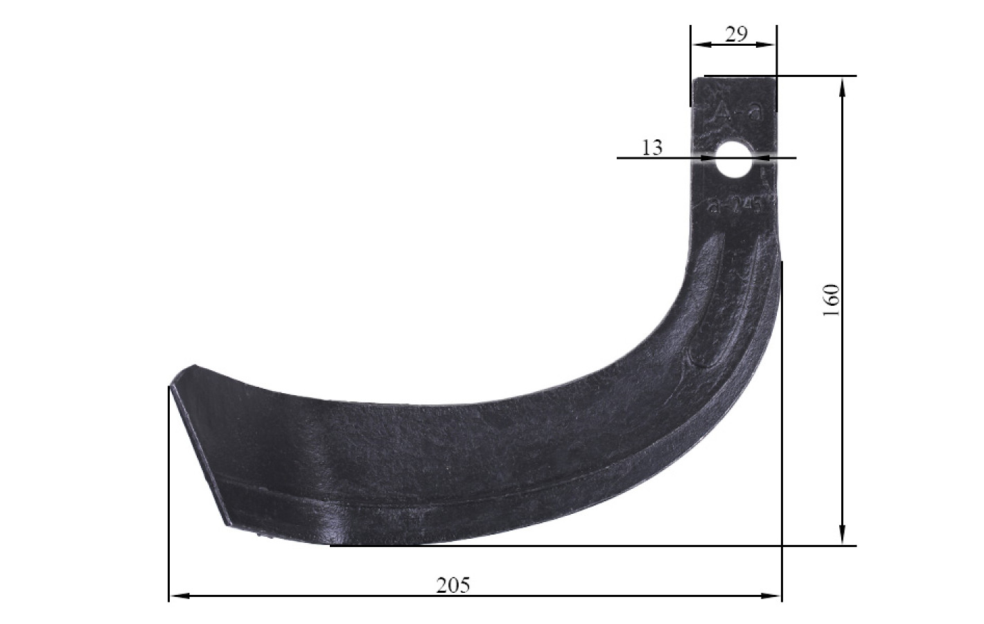 Нож фрезы левый IT-225 A-a 500gr 160*205 мм Mototraktor
