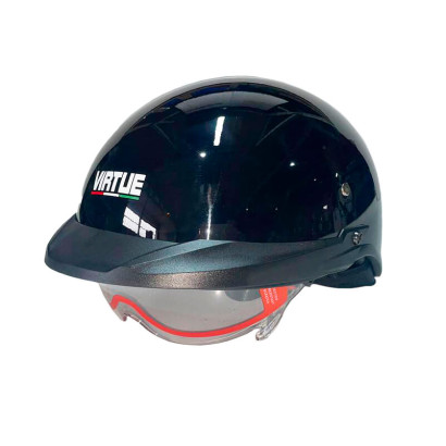 Шлем-каска мотоциклетный VIRTUE MD-513-1, черный глянцевый с..