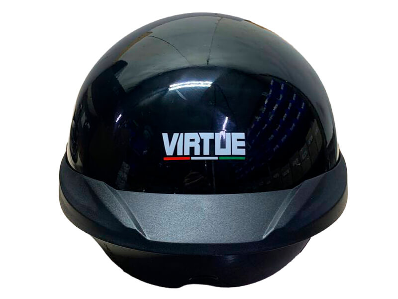 Шолом-каска для мотоцикла, скутера VIRTUE MD-513-1, чорний глянсовий з прозорим склом, size M УЦІНКА