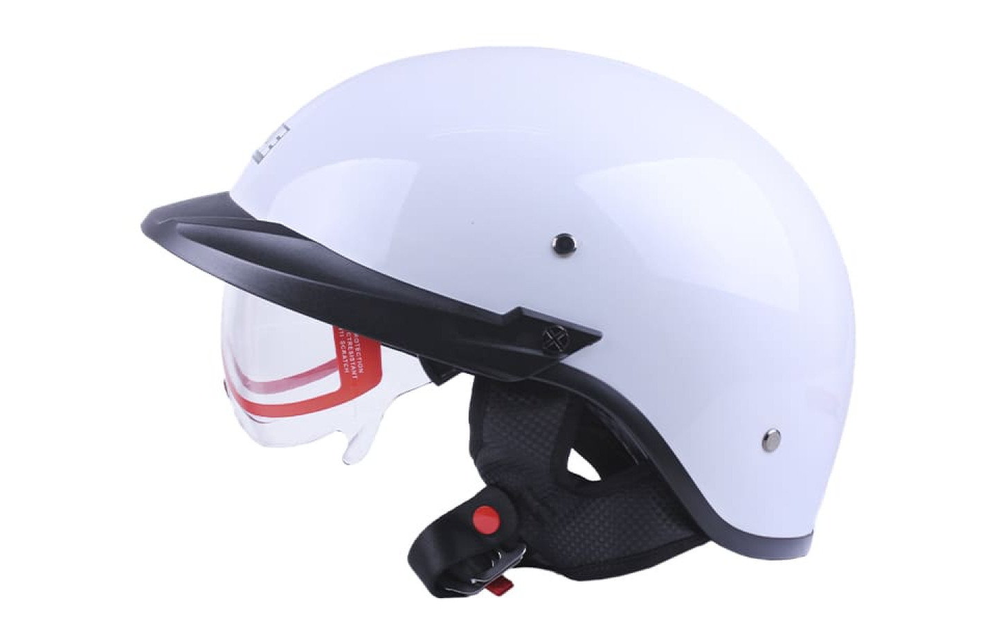 Шлем-каска мотоциклетный VIRTUE MD-513-1, белый глянцевый с прозрачным стеклом, size XL