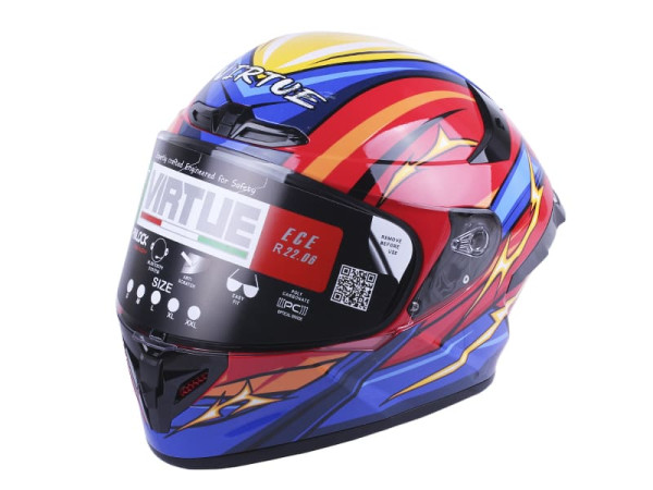 Шлем для мотоцикла, скутера VIRTUE MD-821 интеграл, оранжевый с синим, size M