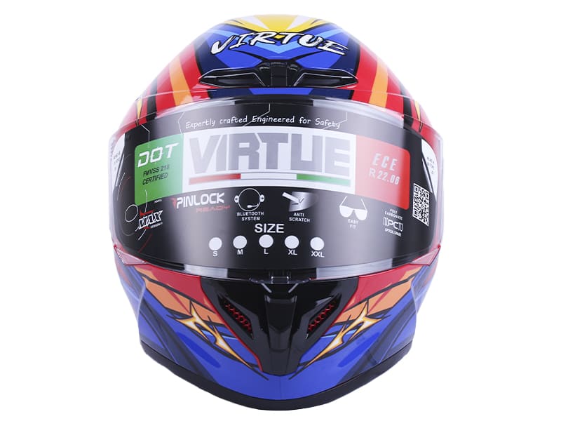 Шлем для мотоцикла, скутера VIRTUE MD-821 интеграл, оранжевый с синим, size M