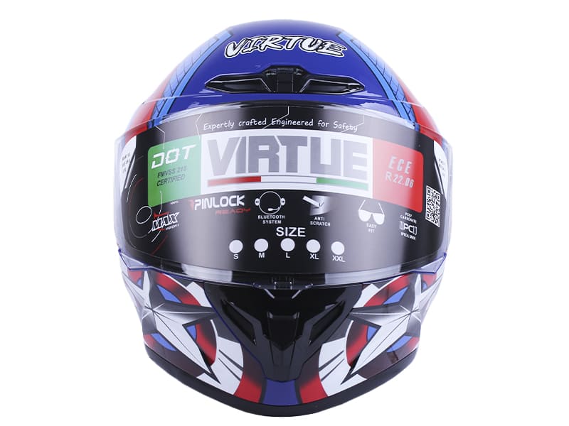 Шолом для мотоцикла, скутера VIRTUE MD-821 інтеграл, синій із зіркою, size S