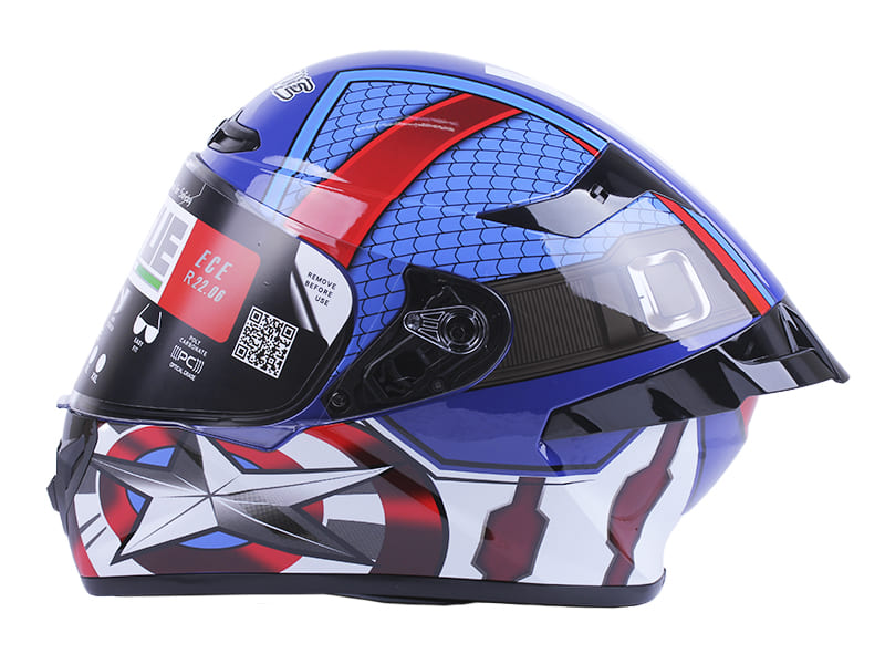Шолом для мотоцикла, скутера VIRTUE MD-821 інтеграл, синій із зіркою, size L
