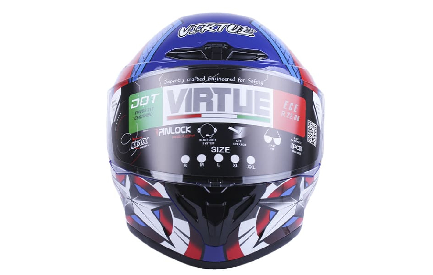 Шлем мотоциклетный интеграл VIRTUE MD-821, синий со звездой, size XL