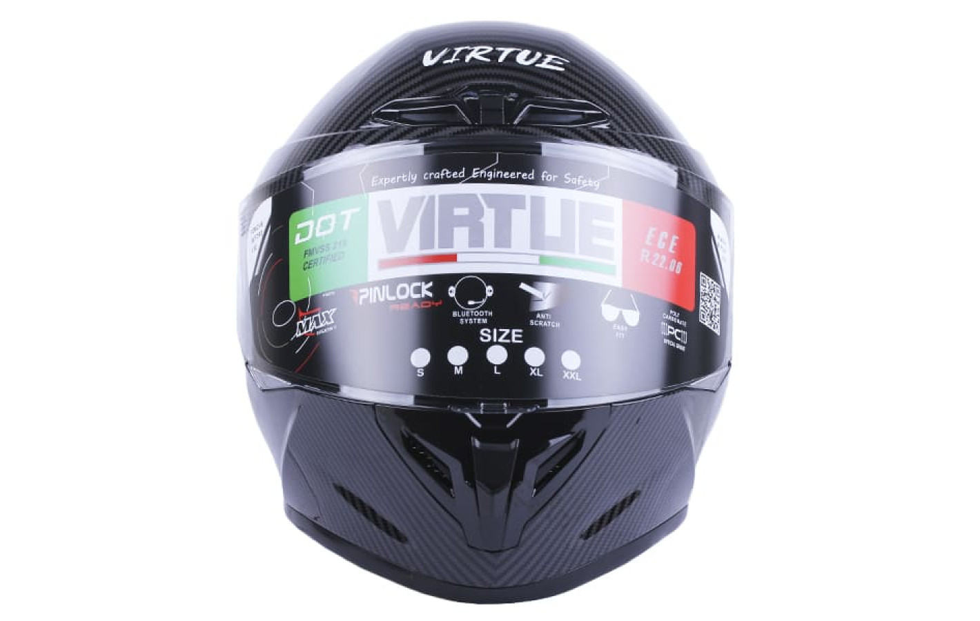 Шлем мотоциклетный интеграл VIRTUE MD-821, черный глянцевый, size S