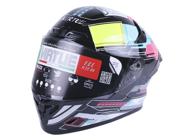Шлем для мотоцикла, скутера VIRTUE MD-821 интеграл, черный с цветным, size M