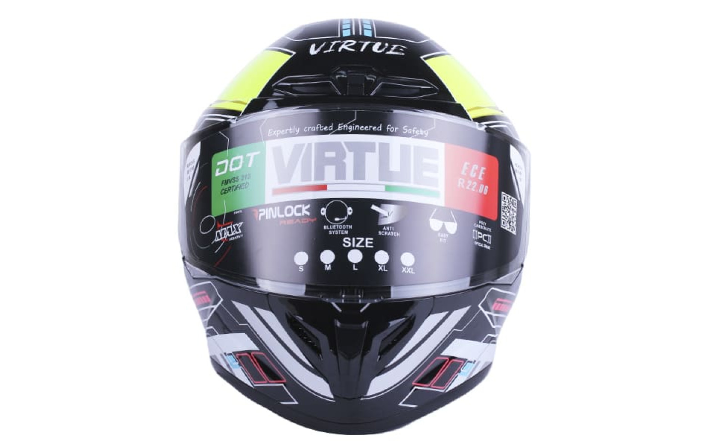 Шлем мотоциклетный интеграл VIRTUE MD-821, черный с цветным, size M